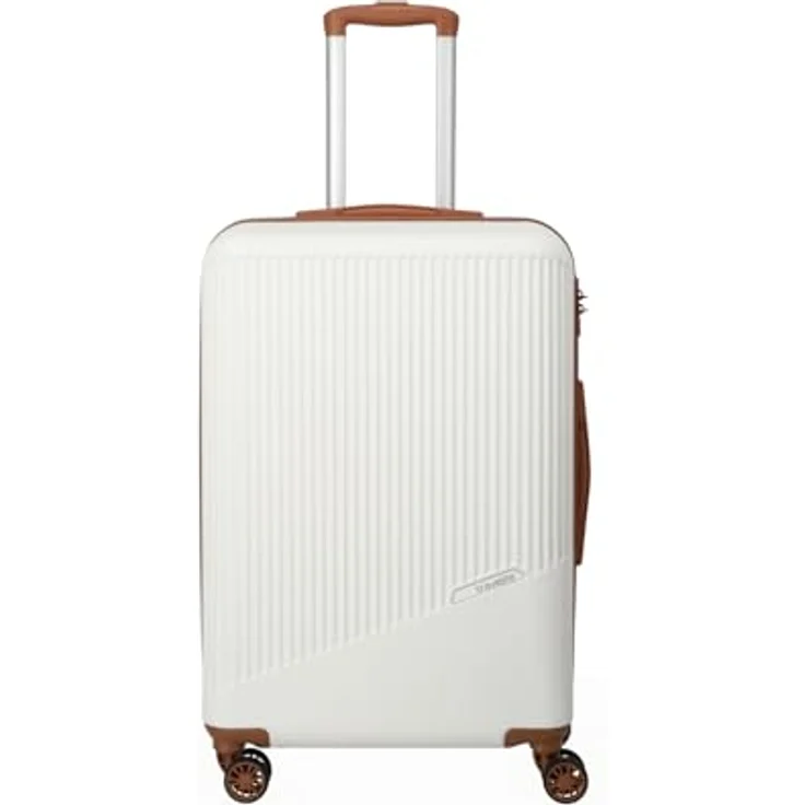 Travelite 4-Rad Hartschalenkoffer mittelgroß 65 Liter, Gepäck Serie Bali: ABS Hartschalen Trolley mit TSA Kombinationsschloss, 67 cm, Cognac (Weiß) – Bild 2