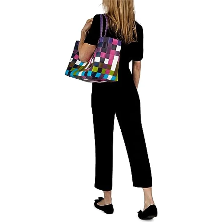 normani Einkaufstasche geflochten mit Henkeln, extra robuste Tragetasche aus 70 % recyceltem Material, 20 Liter Volumen, Farbe Classic/Sweet – Bild 4