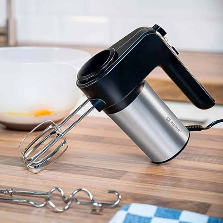alpina Handmixer 400W, 230V, mit ergonomischem Design, Schwarz/Silber, vielseitige Geschwindigkeitseinstellungen und hochwertige Aufsätze – Bild 7