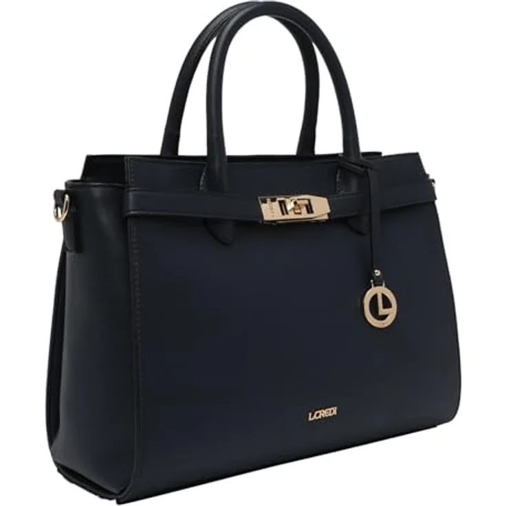 L.Credi Konstanze Handtasche aus Kunstleder, 37 cm, Blau, geräumiges Hauptfach – Bild 2