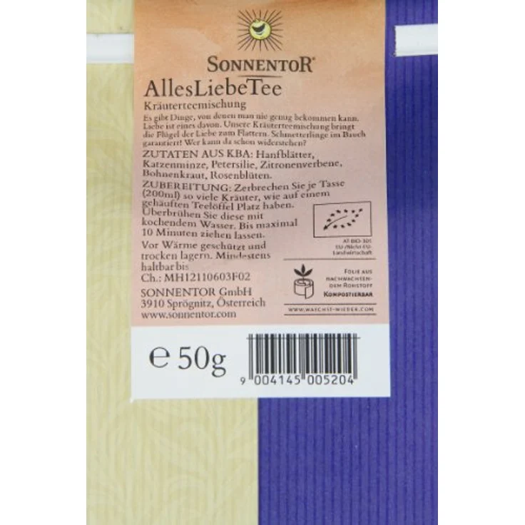 Sonnentor Alles Liebe Tee Bio - Lose, aromatische Kräutermischung mit THC-armen Hanf, 50 g – Bild 5