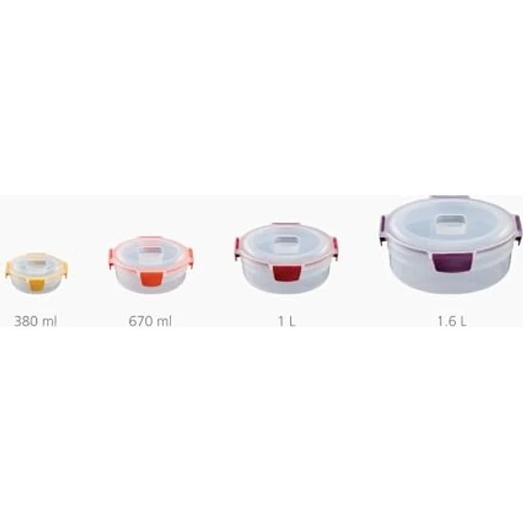 Joseph Joseph Nest Lock, 4-teiliges Frischhaltedosen-Set rund, luftdicht und stapelbar, mehrfarbig, BPA-frei – Bild 3