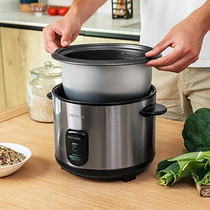 Cecotec RiceFusion 7000 Inox Reiskocher, 700W, 1,8 L, Wärmhaltefunktion, Dampfschale, Edelstahl, silber – Bild 5