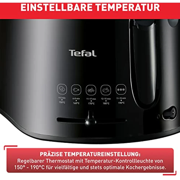 Tefal FF107810 Fritteuse, 1900 Watt, 2,1 l Öl-Volumen, regelbarer Thermostat, schwarz – Bild 5