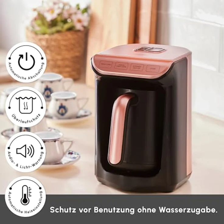 Karaca Hatir Köz Milky, Türkische Kaffeemaschine mit 5 Tassen Kapazität, 535 W, automatische Abschaltung, Überlaufschutz und Schaum-Messlöffel – Bild 7