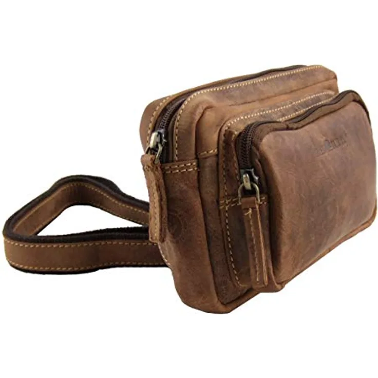 Greenburry Vintage Gürteltasche, 20 cm, Leder, braun