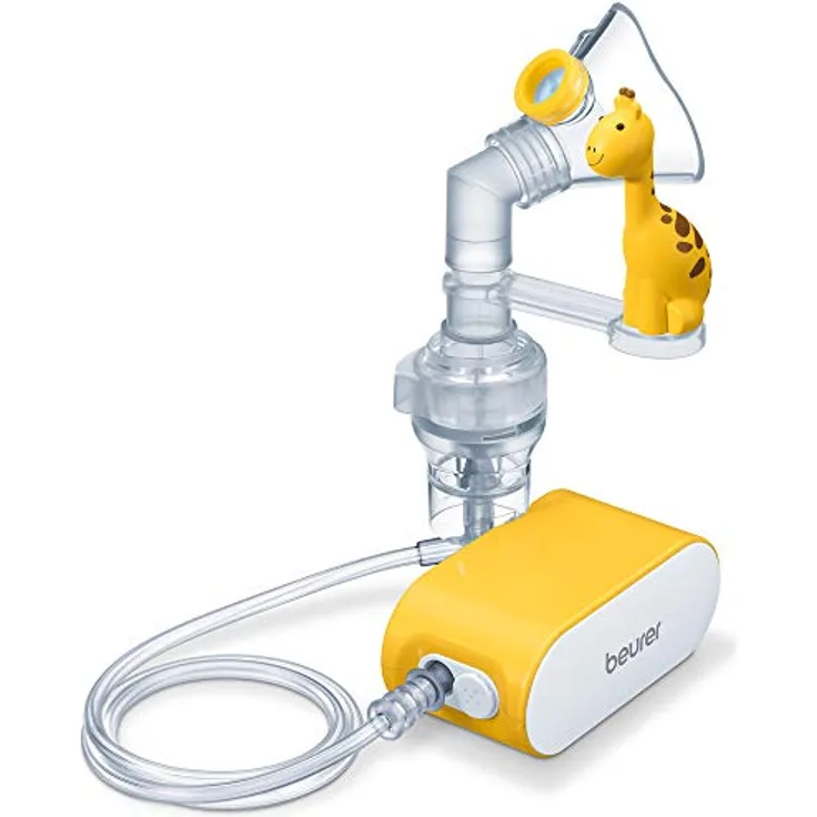 Beurer IH 58 Kids Inhalator mit Giraffen-Aufsteckfigur zur Verneblung von flüssigen Medikamenten, für eine effektive Inhalation bei Kindern, mit hoher Verneblungsleistung und kurzer Inhalationszeit