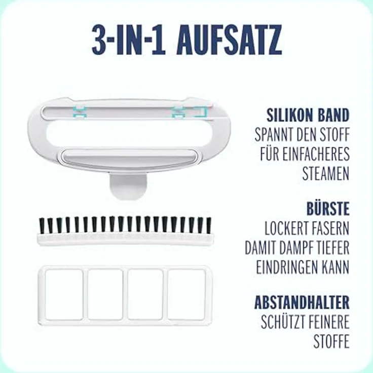 Conair Turbo ExtremeSteam Dampfglätter, 5 Dampfeinstellungen, Dampfleistung 25g/Min, schnelle Aufheizzeit, 3 Aufsätze für feine und schwere Stoffe, weiß/beige – Bild 5