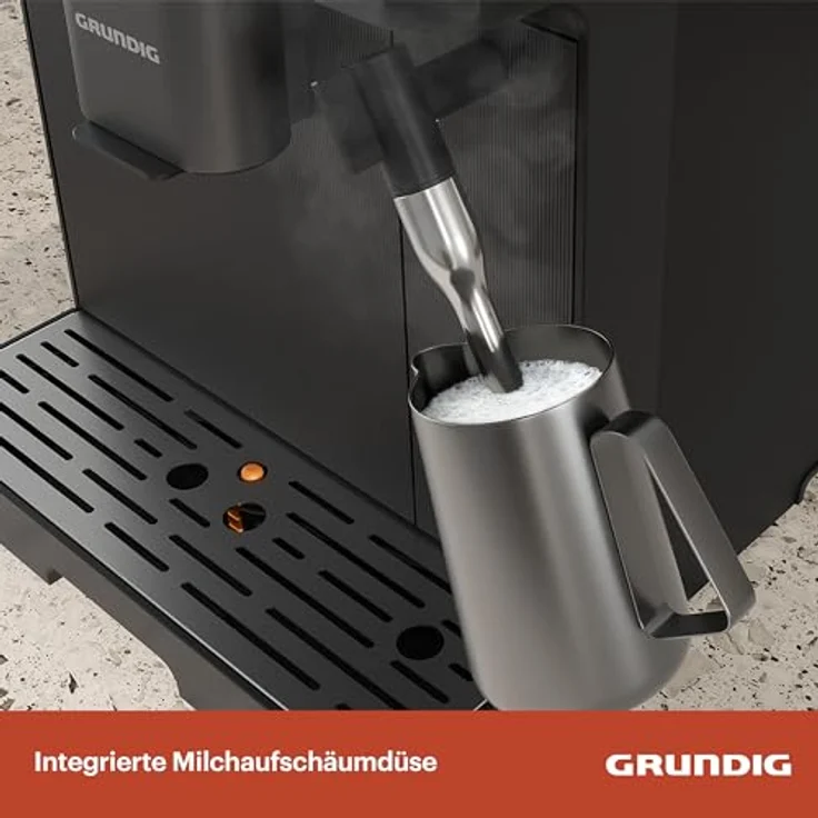 GRUNDIG KVA 6230 Kaffeevollautomat mit Milchaufschäumdüse, 19 Bar Pumpendruck, Touch-Display, Schwarz – Bild 5