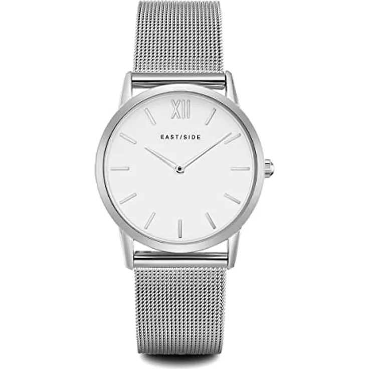 Eastside Damen Uhr analog Japanisches Quarzwerk mit Edelstahl Armband Silber 3 ATM 10080025, stilvolles Design mit Milanaise-Armband