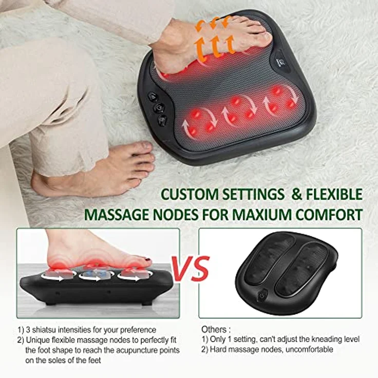 Snailax Shiatsu Fussmassagegerät mit Wärmefunktion,18 Flexible Kneading Massageköpfen, Massagegeräte für alle Fußgrößen, Fußwärmer, elektrisches Fußmassagegerät zur Entspannung, Geschenke – Bild 4