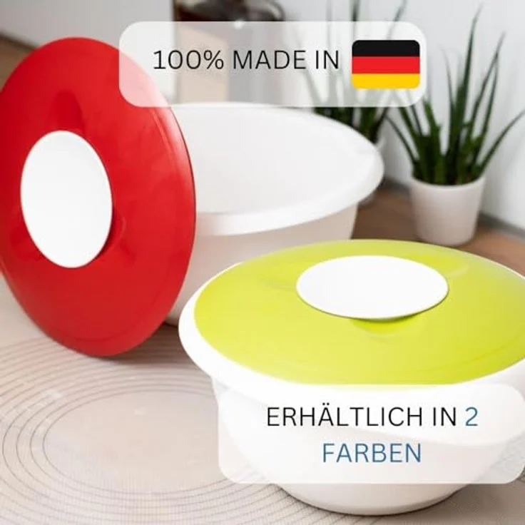 Westmark Rühr--Backschüssel mit Spritzschutz, Deckel und Ausgießer, Kunststoff, Füllvolumen: 3,5 Liter, Weiß-Rot, 3155227R – Bild 6