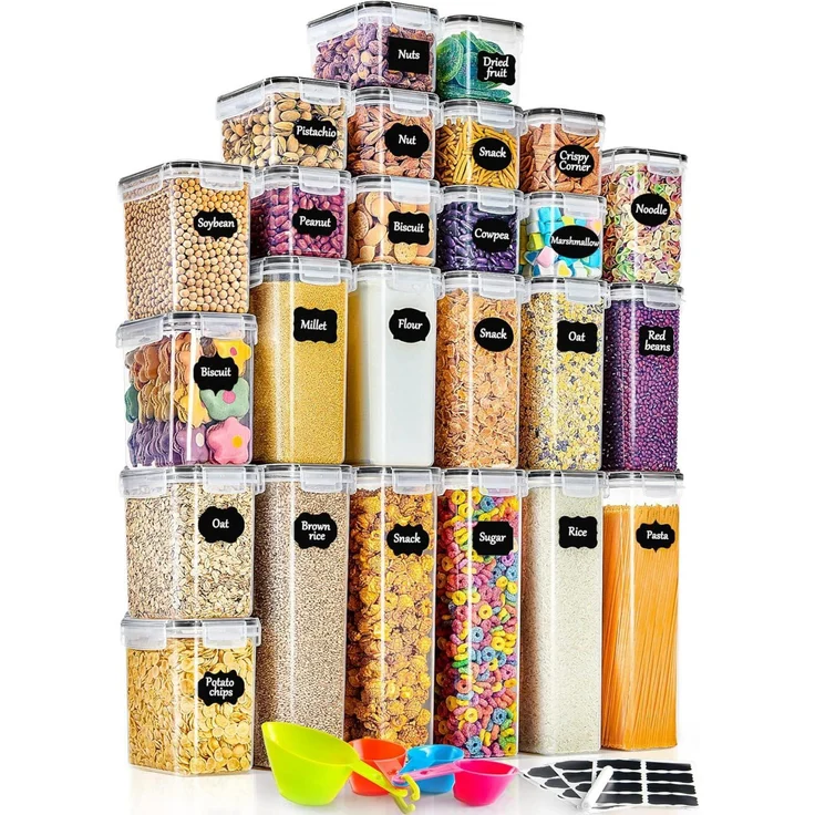 GoMaihe Vorratsdosen Set 25-teilig, Luftdicht und Stapelbar, BPA-frei, verschiedene Größen (2.8L, 2L, 1.4L, 0.8L)