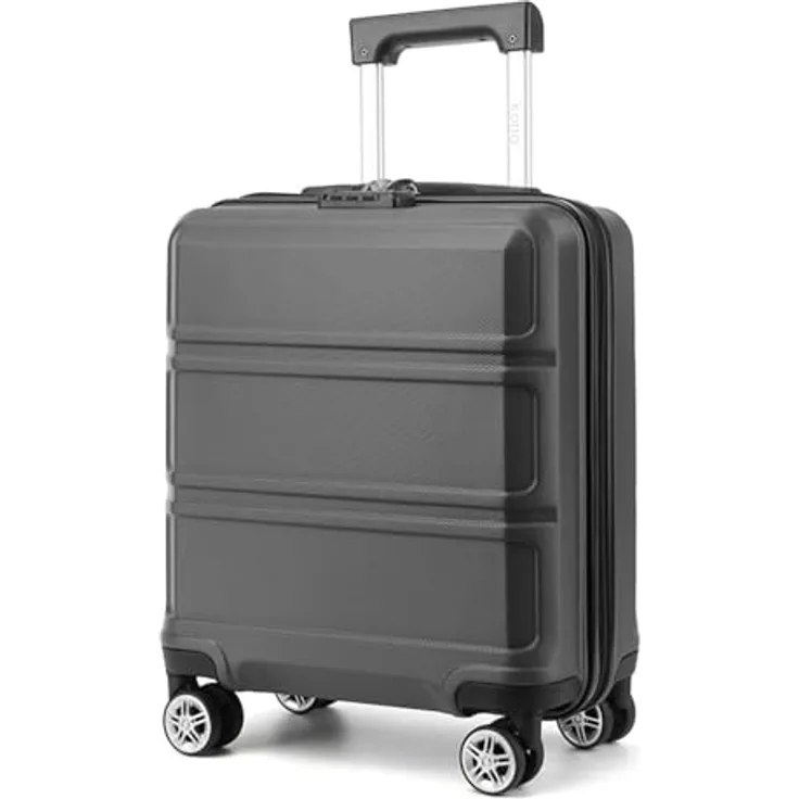 KONO Kleiner Koffer Hartschalenkoffer 45x36x20 cm, Leicht, 4 Rollen, TSA Schloss, grau