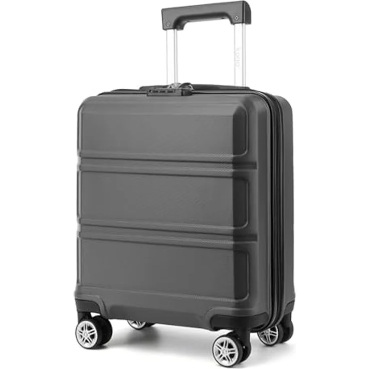 KONO Kleiner Koffer Hartschalenkoffer 45x36x20 cm, Leicht, 4 Rollen, TSA Schloss, grau – Bild 1