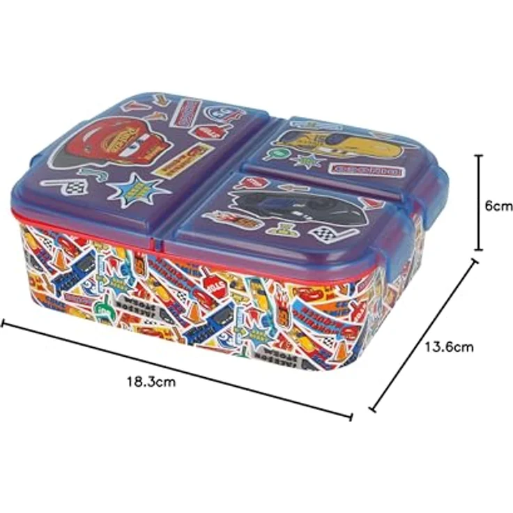 Disney Cars Lunchbox Brotdose Sticker 3 Fächer Lunch to Go Vesper Dose, Rot – Bild 5