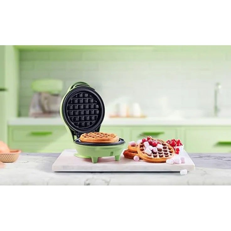 Bestron AMW500G Mini-Waffeleisen, kleiner Waffelmaker mit Antihaftbeschichtung, mint-mattiert, für Kindergeburtstage und Familienfeiern – Bild 5