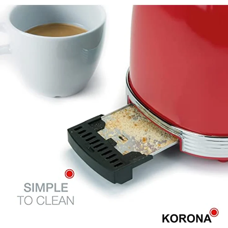 Korona Retro Toaster, 850 Wat, analoge Röstgradanzeige, 6 Bräunungsstufen, Vintage Design, rot – Bild 4