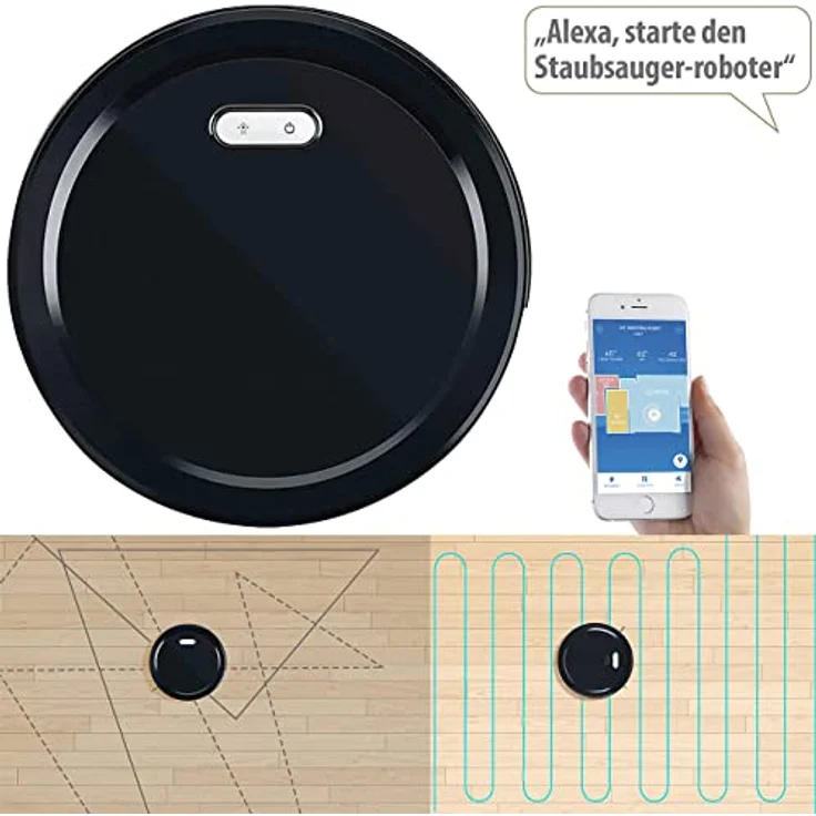Sichler Haushaltsgeräte Staubsaugroboter PCR-3100, WLAN-Staubsauger-Roboter mit Trocken-Wischfunktion, HEPA, 2.500 mAh, App (Staubsauger beutellos Akku, Handstaubsauger) – Bild 2