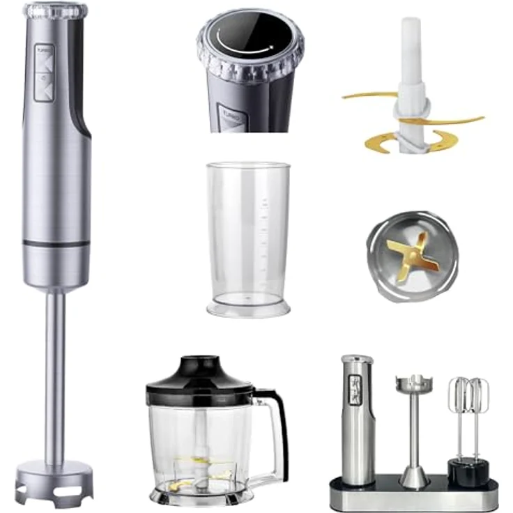 KB ELEMENTS Stabmixer 800 Watt, Elektrischer Stabmixer mit Voll Kupfer Motor, 8 stufenlosen Geschwindigkeiten, Titan Klingen, Edelstahlgehäuse – Bild 1