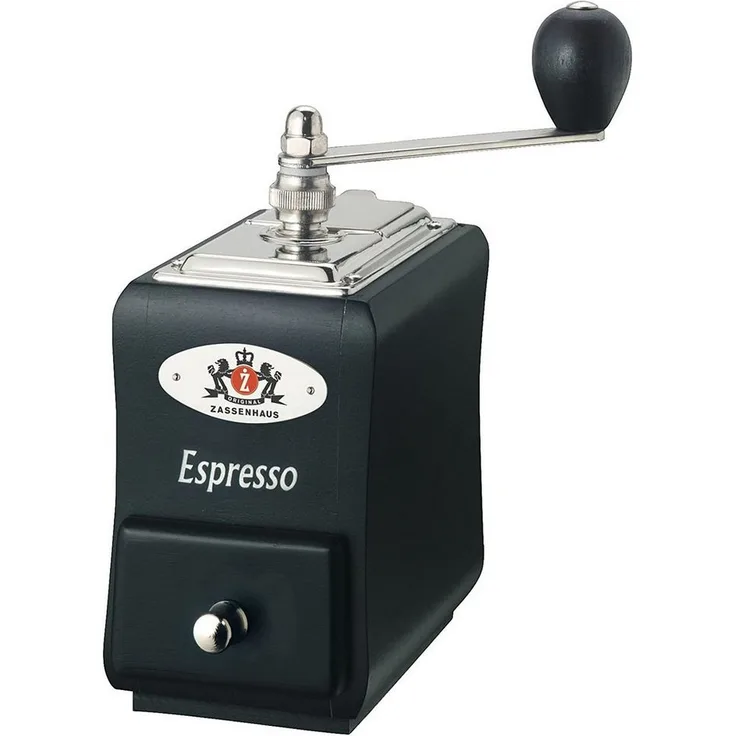 ZASSENHAUS Espressomühle "Santiago" Buche Schwarz, stufenlos verstellbar, massives Gehäuse