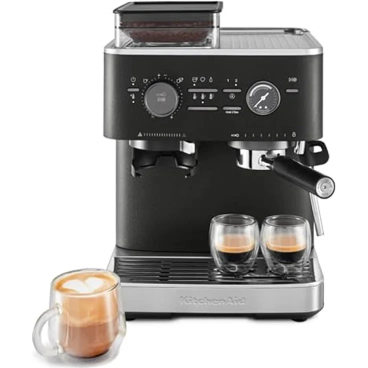 KitchenAid Kaffeehalbautomat KitchenAid halbautomatische Espressomaschine mit Gratmahlwerk, Edelstahlgehäuse – Bild 3