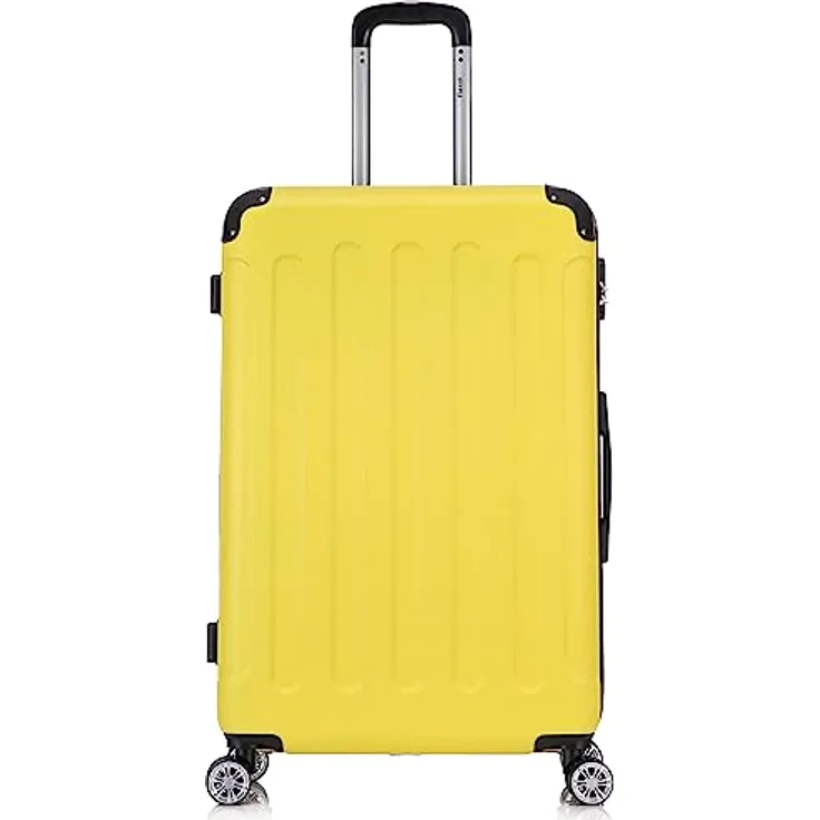 Flexot® Flex-2045 Koffer Zwillingsrollen Reisekoffer Trolley Hartschale (XL, Hell-Gelb)