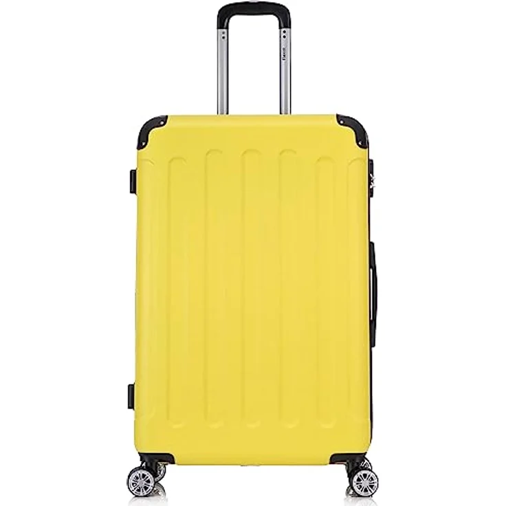 Flexot® Flex-2045 Koffer Zwillingsrollen Reisekoffer Trolley Hartschale (XL, Hell-Gelb) – Bild 1