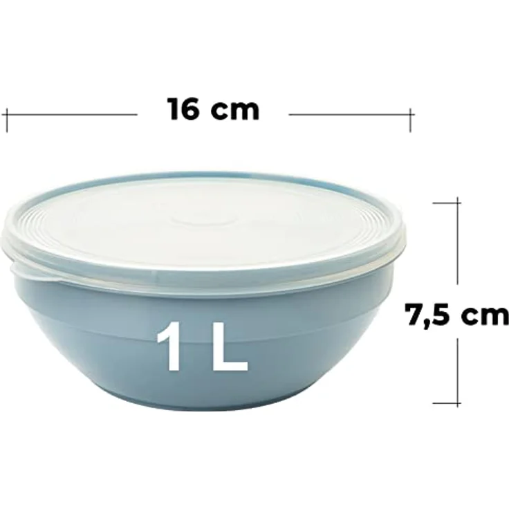 2friends Schüssel Modell Pastel, 3er Set Rührschüsseln mit Deckel 1L, BPA-frei, hellgrau, pastellrosa, pastellgrün, transparent – Bild 2