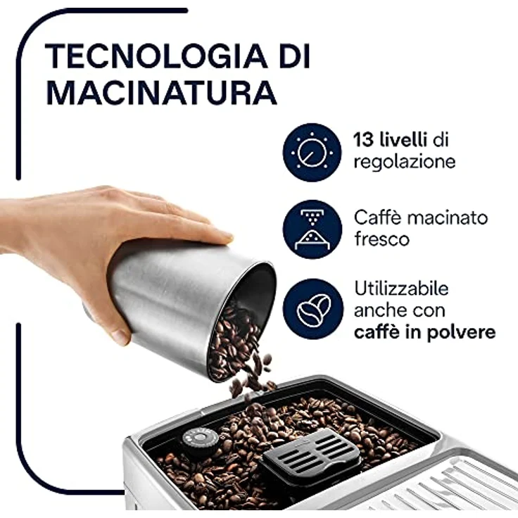 De'longhi ECAM 23.460.SB Kaffeevollautomat 15 bar Druck, Automatik-Cappuccino-System, abnehmbarer Wassertank 1,8 l, LCD-Panel, automatische Reinigung, silber – Bild 5