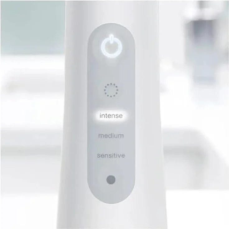 Oral-B AquaCare 6 Kabellose Munddusche, 3 Ersatzdüsen, Zahnzwischenraumreiniger, sanfte Zahnreinigung & gesündes Zahnfleisch, Oxyjet-Technologie, 3 Modi für Zahnpflege, Geschenk Mann/Frau, weiß/grau – Bild 3