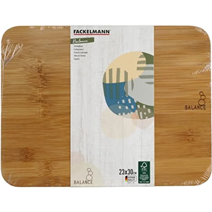 Fackelmann Balance Schneidebrett Holz Bambus – Großes Holzbrett für die Küche für Fleisch, Fisch und Gemüse – Modernes Schneidbrett mit farbigem Rand – 40 x 26 x 0,5 cm – Bild 3
