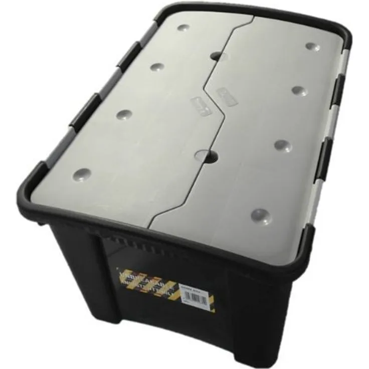 Kreher Praktische, multifunktionale Aufbewahrungsbox mit 60 Liter Volumen und faltbarem Deckel. Aus robustem, unkaputtbarem Kunststoff gefertigt ! 10 Jahre Herstellergarantie!