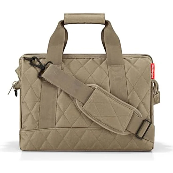 reisenthel Allrounder M Rhombus, Schultertasche aus wasserabweisendem, recyceltem Polyester mit 18 Litern Volumen, Olive/Braun, sechs Innensteckfächer, gepolsterter Schultergurt – Bild 2