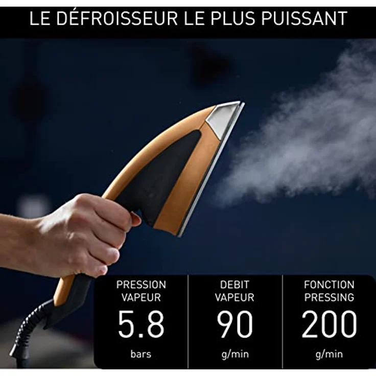 Calor IXEO Power Alles-in-One-Dampf-Brett mit 3 Positionen, integrierter Dampfdruck von 5,8 Bar, antibakteriell, 2170 W, Schwarz und Kupfer QT2020C0, Steamer – Bild 7