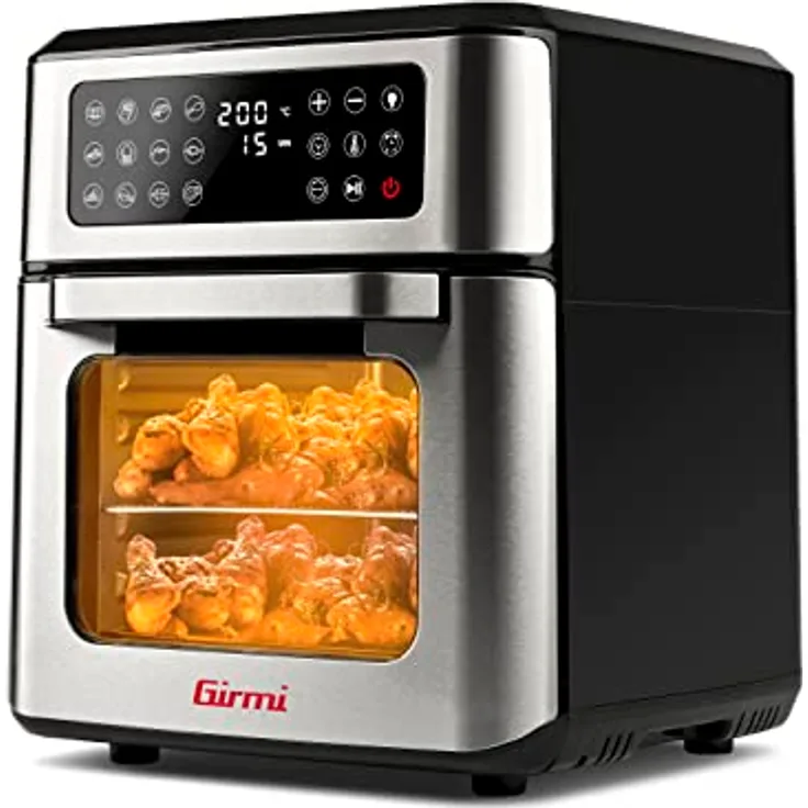 Girmi FG97 Air Fryer Backofen 1700 Watt, 12 Liter, 12 Programme, Schwarz/Stahl