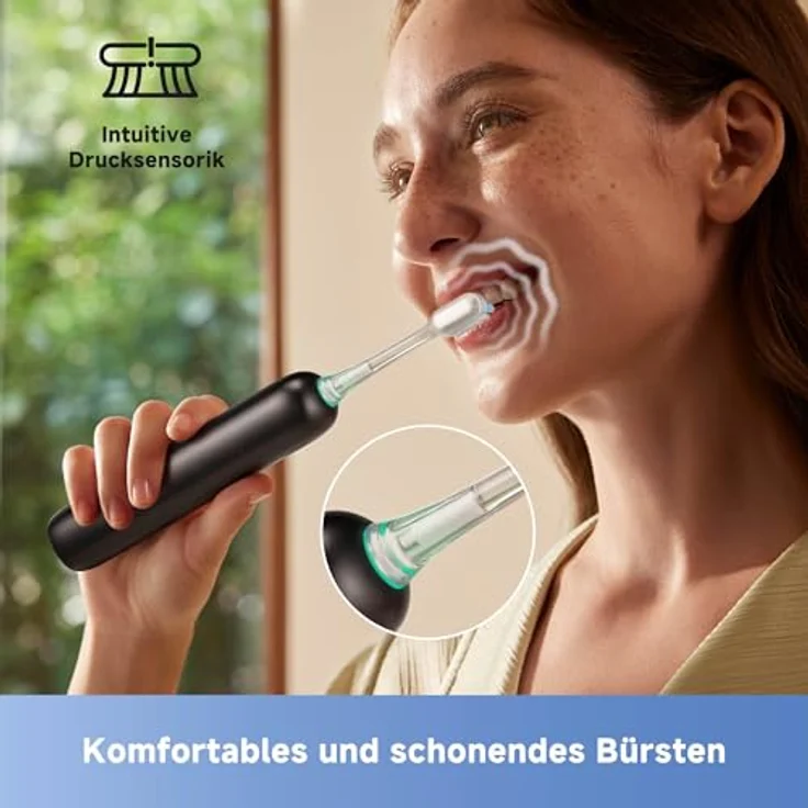 MOVA Fresh Pro 3DClean™ Elektrische Zahnbürste mit App, Schallzahnbürste für Erwachsene, 2 Bürstenköpfe und Reiseetui, 3-in-1-Ersatzbürstenkopf mit Halter, 30 Tage Akkulaufzeit, Schwarz – Bild 5