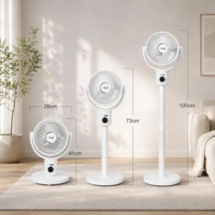 İnca IAF-01B Standventilator, 9000 mAh Akku, leiser BLDC Motor, 5 Geschwindigkeitsstufen, Oszillation, höhenverstellbar, Fernbedienung, ideal für Zuhause & Büro – Bild 3