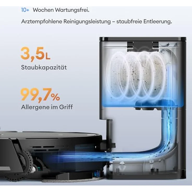 Ultenic T20 Pro Saugroboter mit Wischfunktion, 8000 Pa, Absaugstation 3,5 L, AI-gestützte Laser-Hindernisvermeidung, APP-Bedienbar – Bild 4