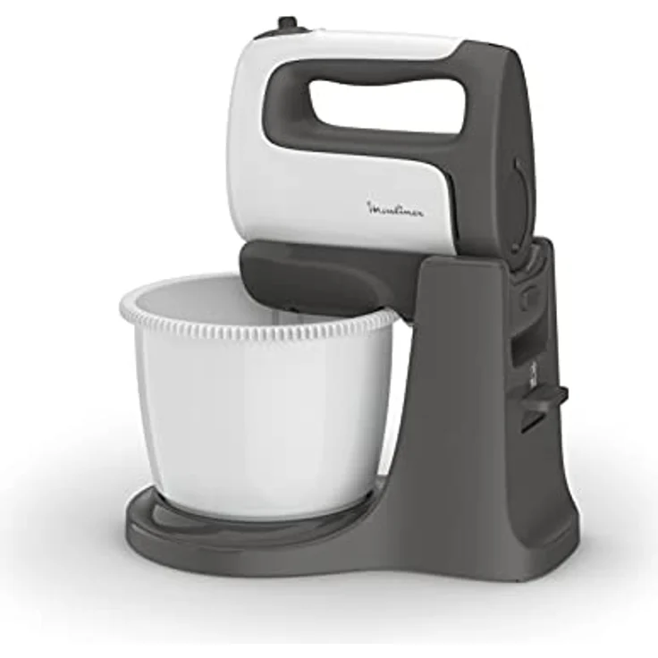 Moulinex HM4641 Prepmix Elektrischer Handmixer, leistungsstarker 500 W Motor, 5 Geschwindigkeiten und Turbo-Einstellung, Schneebesen und Haken aus Edelstahl, 2,5 l Behälter, weiß/schwarz – Bild 2
