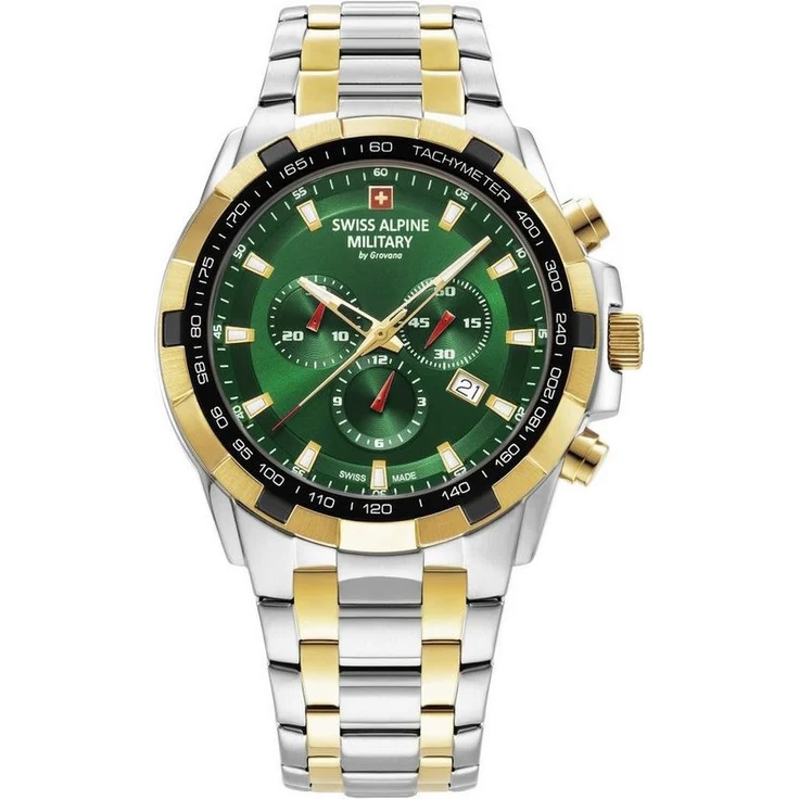 Swiss Alpine Military Quarzuhr 7043.9144SAM, grünes Zifferblatt, Chronograph, Edelstahlgehäuse, 10 ATM wasserdicht – Bild 1