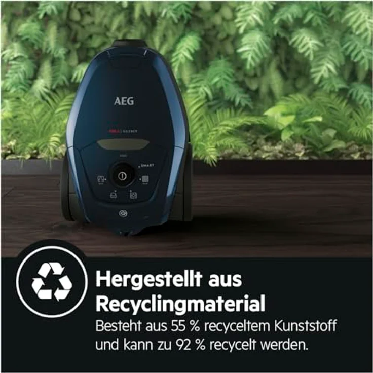 AEG VX82-1-2ST Staubsauger mit Beutel (Automatische Saugkraftregulierung, extrem leise auch auf Teppich, Aufnahme von großen + kleinsten Partikeln, langes Kabel, 55% Recyclingmaterial, 600W, petrol) – Bild 6