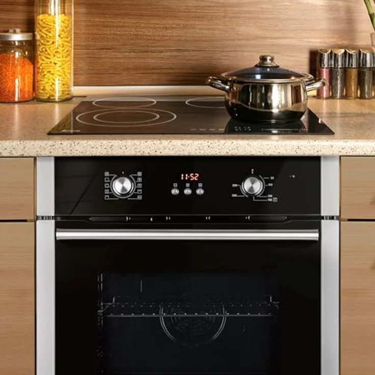KKT KOLBE Autarkes Herdset SET8805CH59RL | 60cm Einbaubackofen BO8805SS mit Heißluft und Grillfunktion | 59cm Kochfeld CH5901RL mit 4 Kochzonen und SUPERKERAMIK-Oberfläche | A+ Energieeffizienzklasse | Automatik-Timer | Kindersicherung | Knebelbedienung – Bild 2