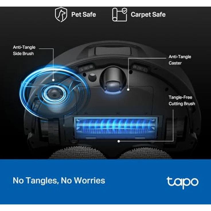 TP-Link Tapo RV50 Pro Omni, Roboterstaubsauger und Wischer mit 15.000 Pa Saugkraft, Antiverknotungsbürsten, Selbstentleerung, Schwarz – Bild 4