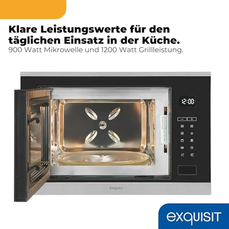 Exquisit Einbau-Mikrowelle EMW525-G-020 inox, 25 Liter, 900 W, Grillfunktion, Automatikprogramme, Kindersicherung – Bild 2