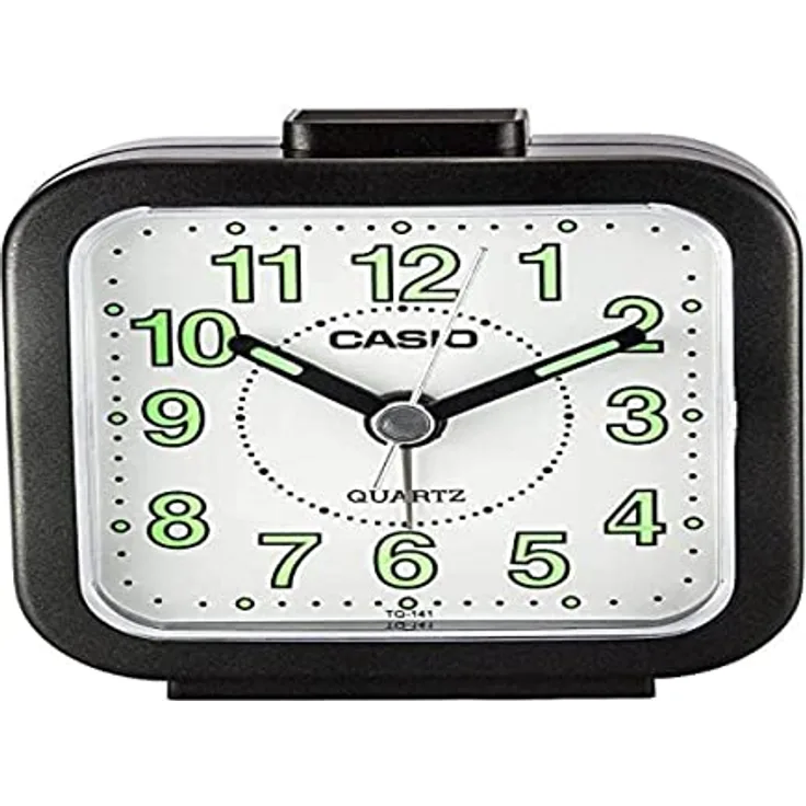 Casio TQ141/1 TQ-141-1EF, Analogwecker mit Quarzwerk, Edelstahlband silber, Zifferblatt weiß