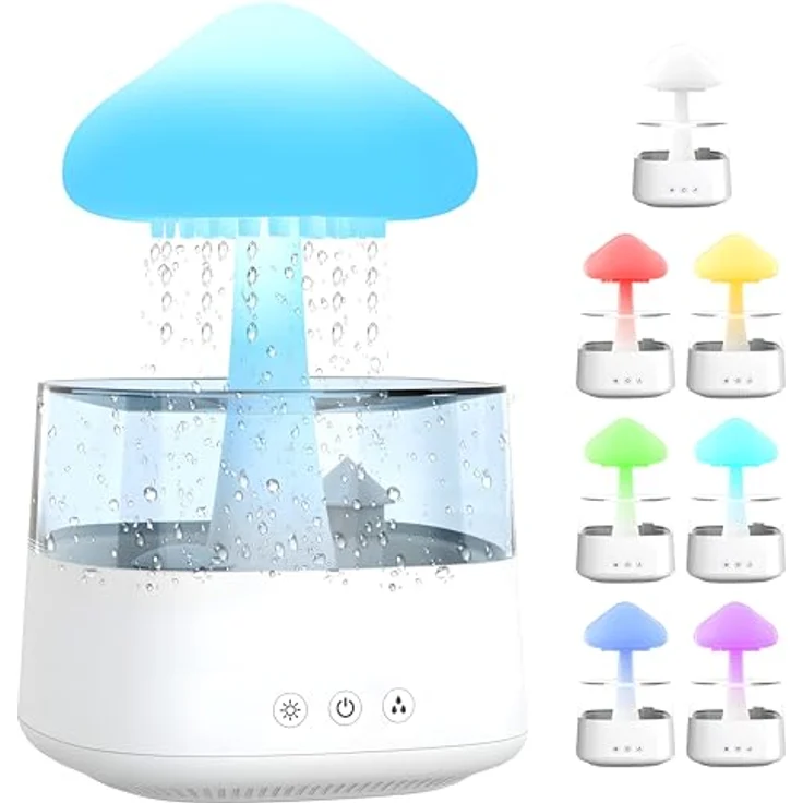 Retoo Luftbefeuchter Diffusor Aromathera-Pie 450 ml 10W 3 Duftöle, Regenwolken Nachtlicht, 7 Farben, für Raum Schlafzimmer Kinderzimmer – Bild 3