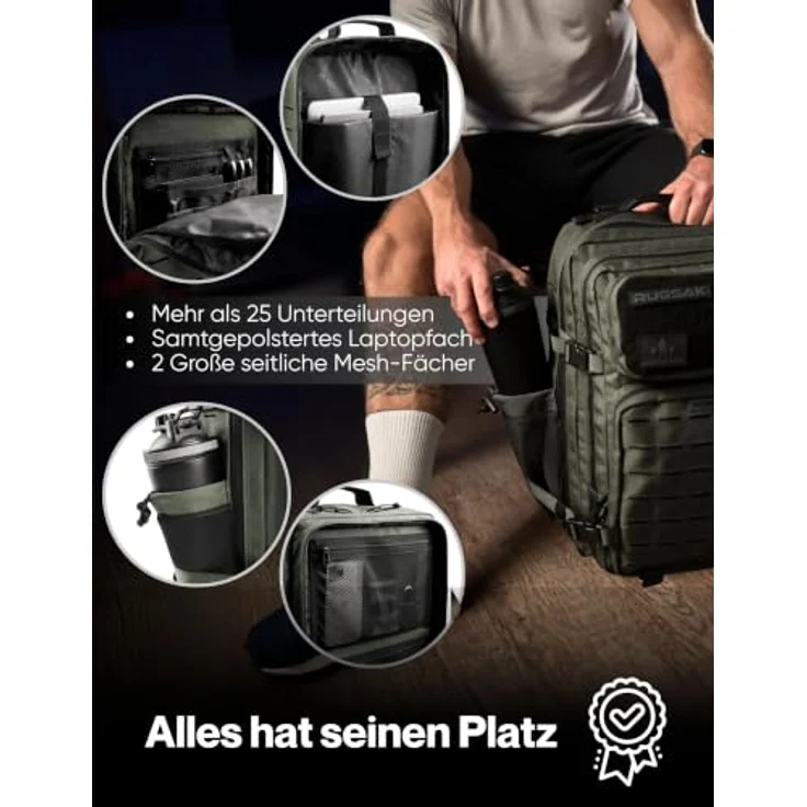 RUGSAK Alpha 45L Rucksack Steel Gray – Wasserabweisend, 18-Zoll Laptopfach, Ergonomisch, Reise, Alltag & Outdoor – Bild 5