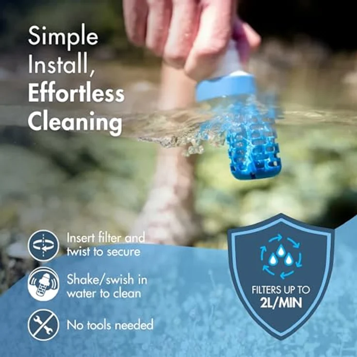 Katadyn Befree Wasserfilter, hohe Durchlaufmenge von 2 Litern/Minute, Blau, One Size – Bild 5