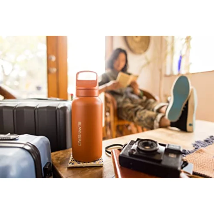 LifeStraw Wasserfilterflasche Go 2.0 schwarz Edelstahl isoliert 1 Liter-Schwarz - BPA-frei, 2-Stufen-Filter, 1 Liter Fassungsvermögen – Bild 7